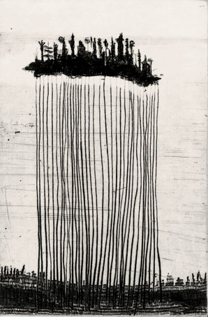 Alexander N&uuml;sslein, Bauci aus "Nur V&ouml;gel brauchen Fl&uuml;gel" Kaltnadelradierung